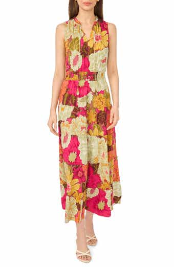 Halogen® Floral Sleeveless Tiered Maxi Dress
