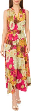 Halogen® Floral Sleeveless Tiered Maxi Dress
