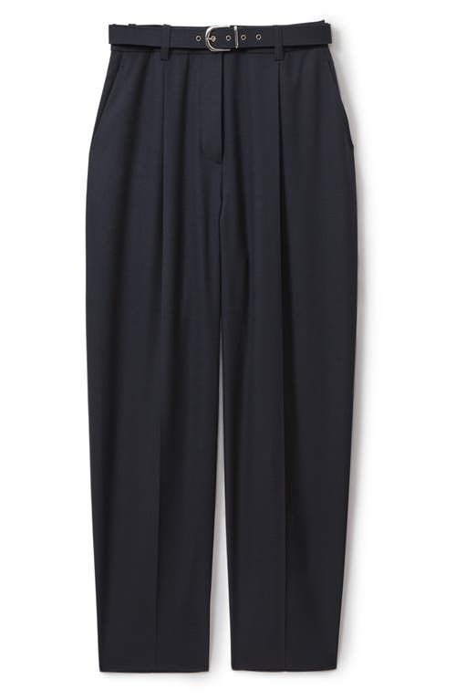 Reiss Navy Petite Tapered Belted Trousers In Navy