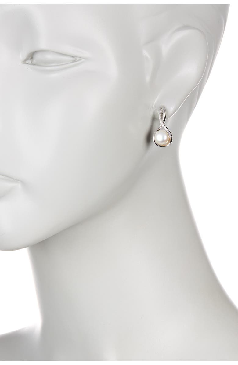 SPLENDID PEARLS Micropave & 8-11mm Pearl Teardrop Necklace & Earrings Set, Alternate, color,