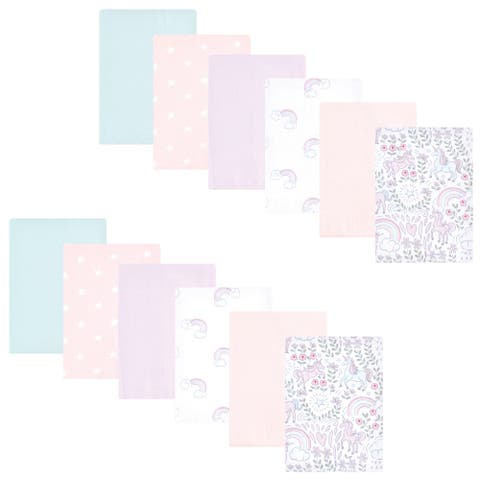 Absorbent Cotton-Poly Flannel Burp Cloths 12-Count