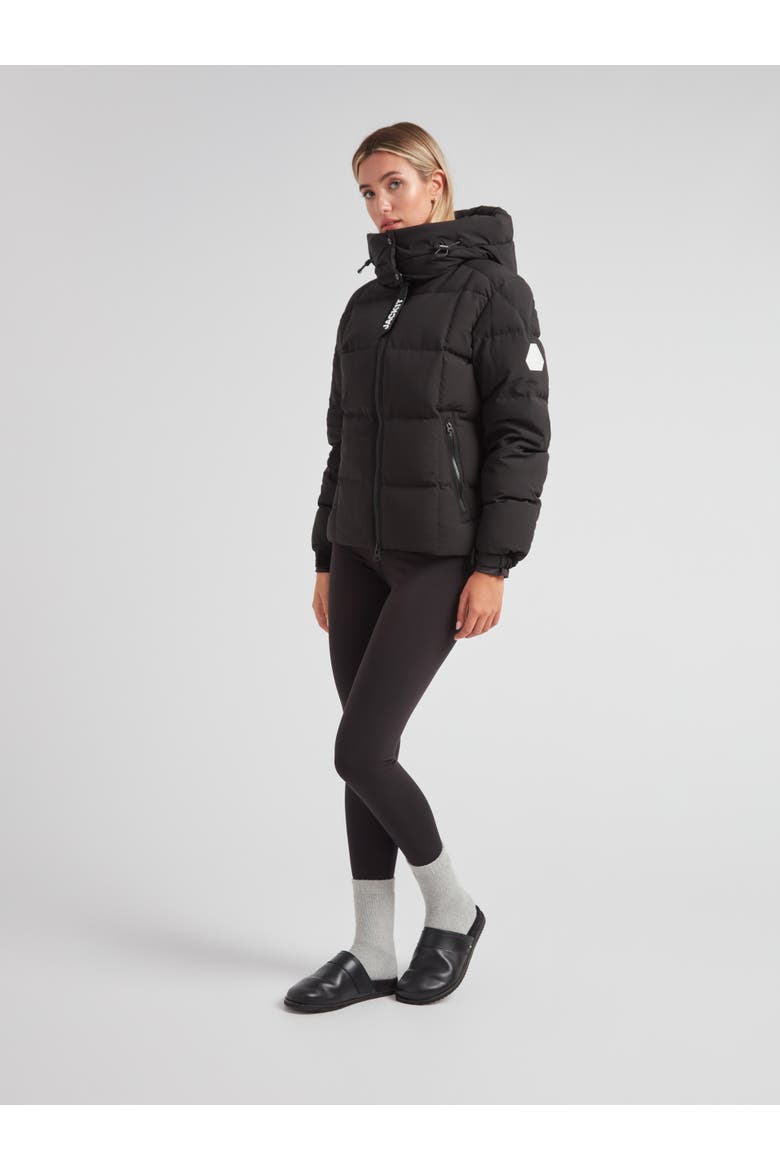 EZ Boxed Racer Hooded Puffer Coat, Alternate, color, MATT BLACK
