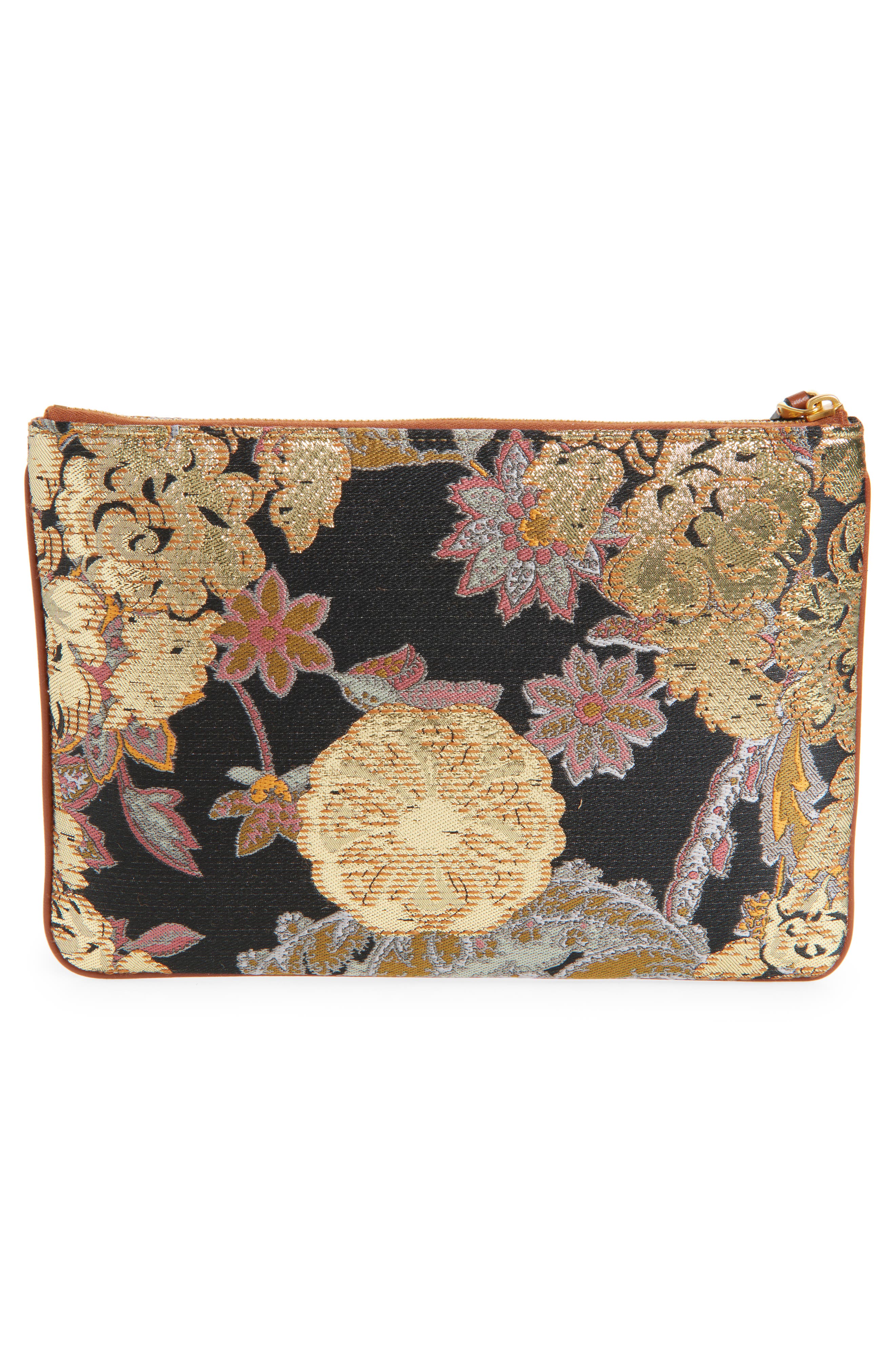 Valentino Garavani VLOGO Floral Jacquard Zip Pouch, Alternate, color, 
