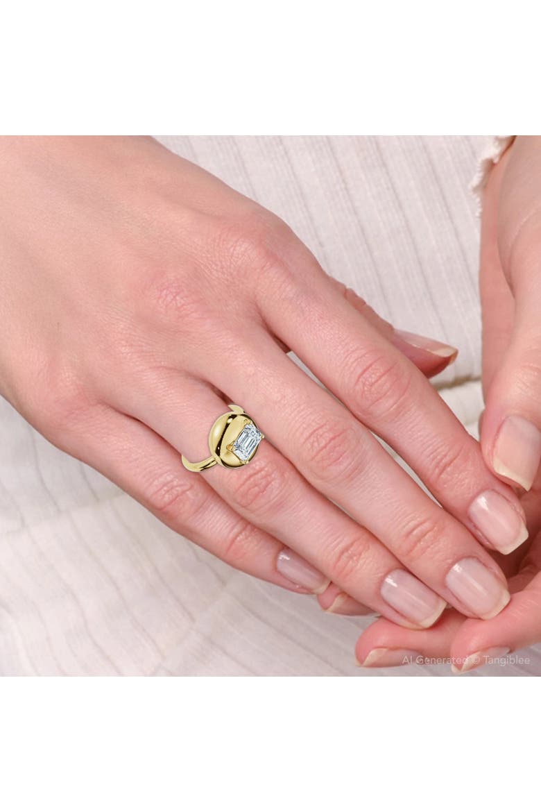 1Ct Emerald Cut Solitaire Candy Button Diamond Ring 14k Gold or Pt Lab Grown, Alternate, color, 14k Yellow Gold