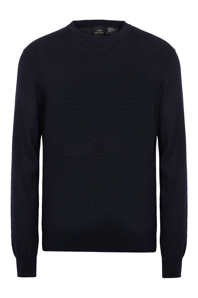 Crewneck Wool Sweater, Alternate, color, NAVY