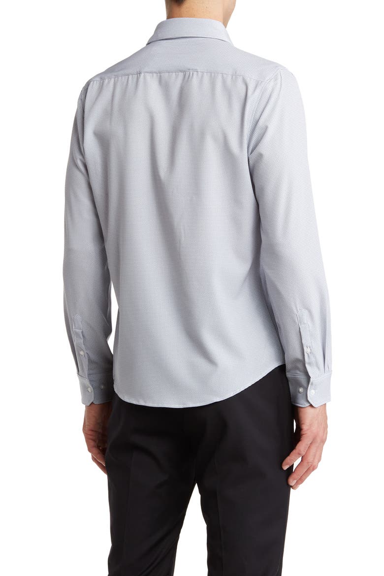 Micro Square Non-Iron Stretch Button-Up Shirt, Alternate, color, WHITE/ NAVY SQUARE