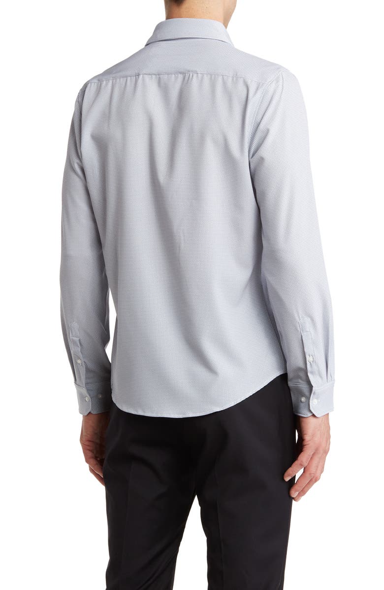 DENIM AND FLOWER Micro Square Non-Iron Stretch Button-Up Shirt, Alternate, color, White/ Navy Square