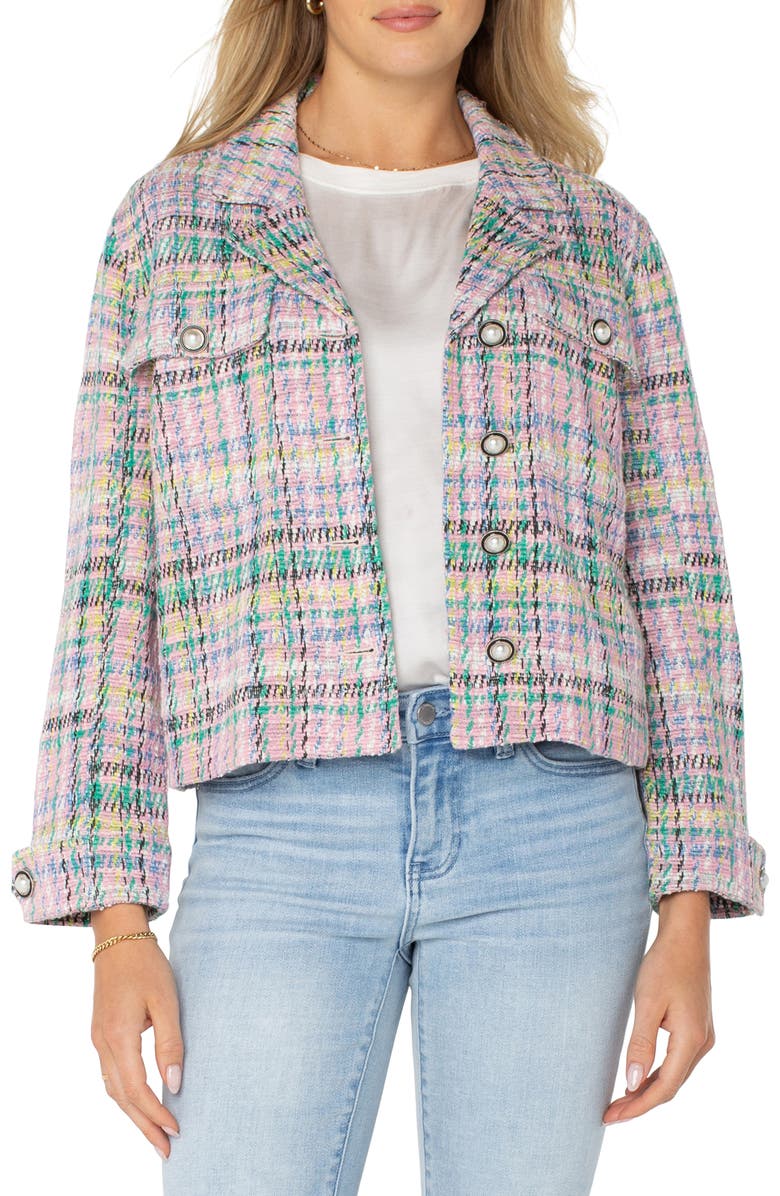 Liverpool Los Angeles Bouclé Knit Crop Jacket, Main, color, 