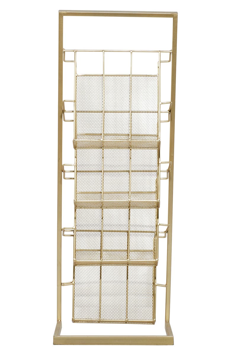 VIVIAN LUNE HOME Tall Goldtone Metal 4-Slot Magazine Holder, Alternate, color, 