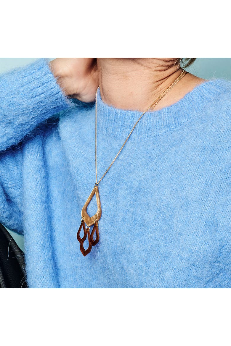 Feather Drop Pendant - Caramel Swirl & Tortoiseshell, Alternate, color, Caramel Swirl & Tortoiseshell