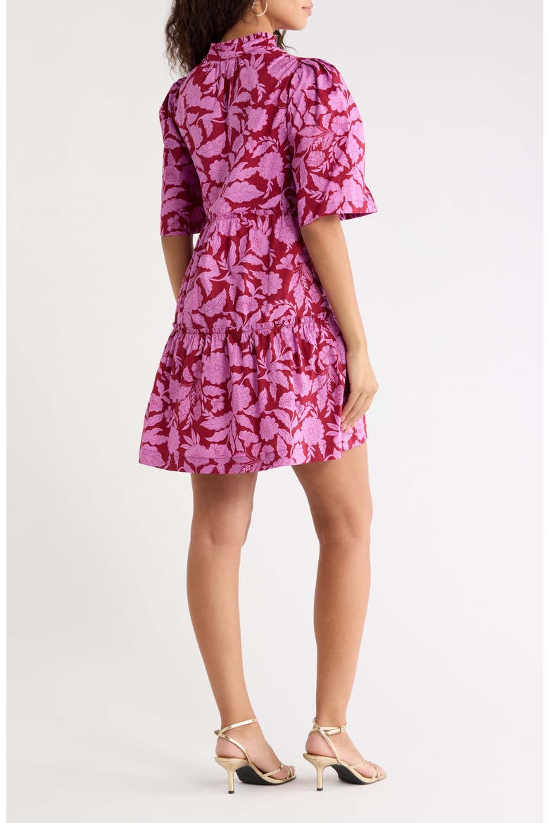 Dixie Floral Tiered Shift Dress, Alternate, color, BURGUNDY-PINK