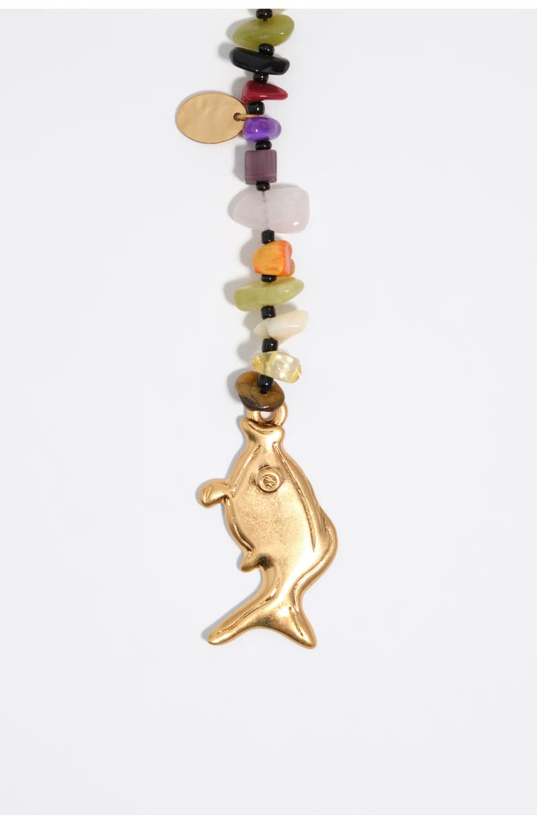 Bimba y Lola Multicolor Stones And Fish Necklace, Alternate, color, Purple
