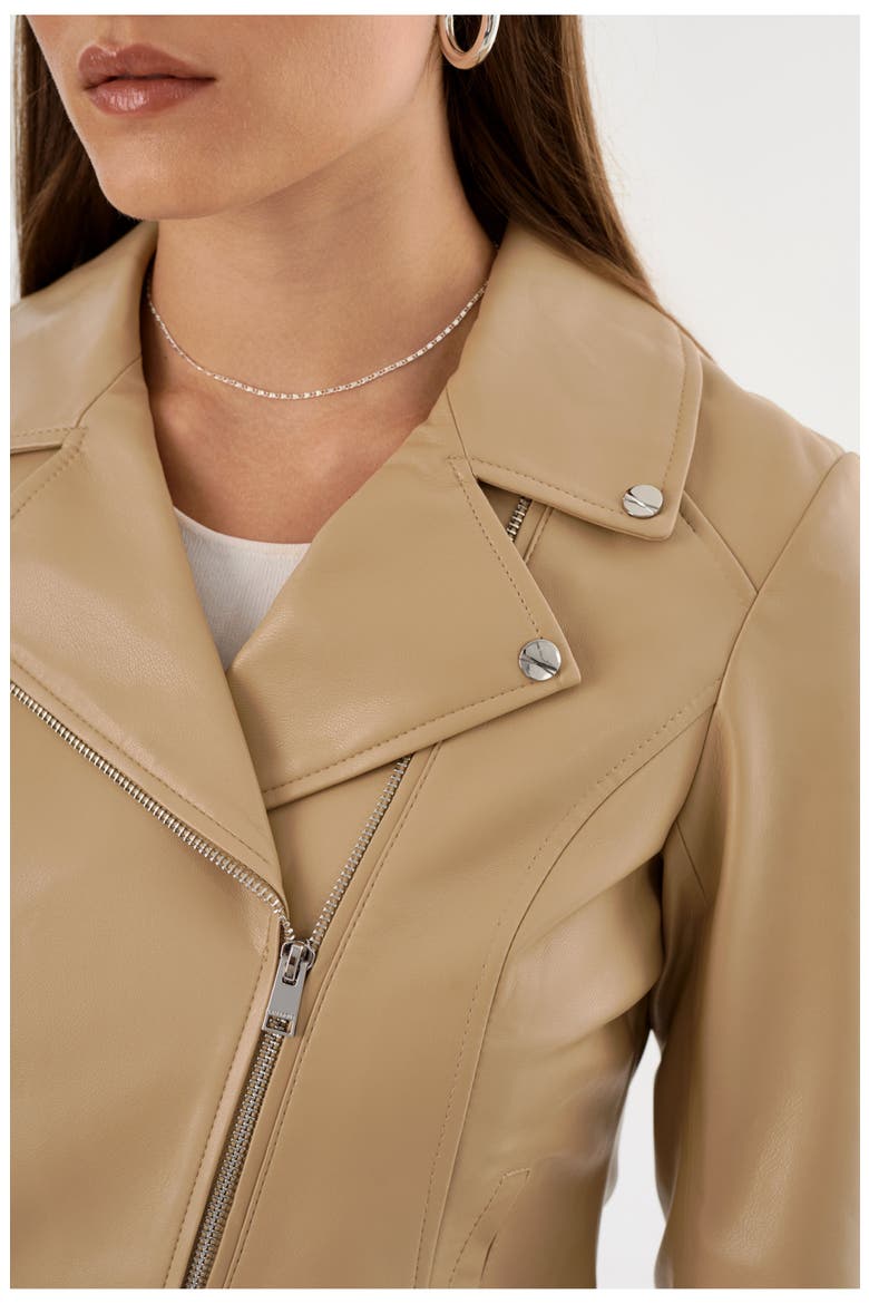 Pascale | Fitted Faux Leather Jacket, Alternate, color, Wheat