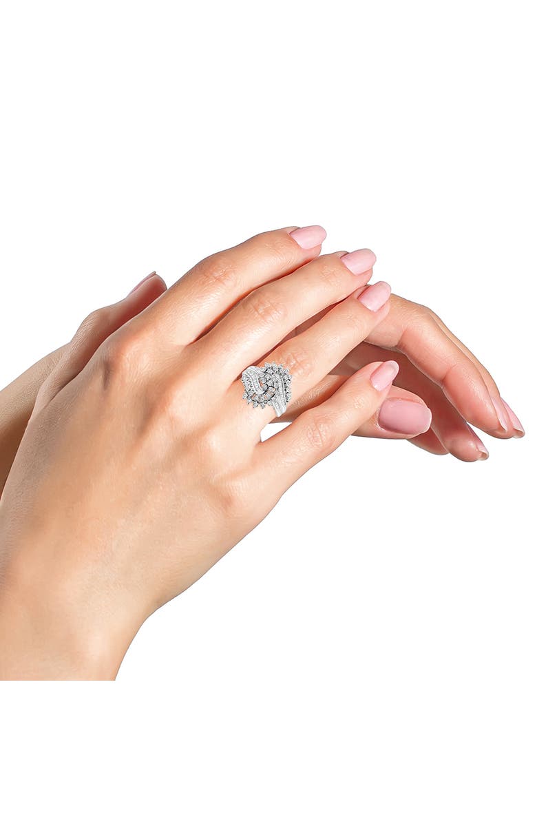 Haus of Brilliance 10K White Gold 1/2 Cttw Diamond "S" Shaped Bypass Cocktail Ring, Alternate, color, White