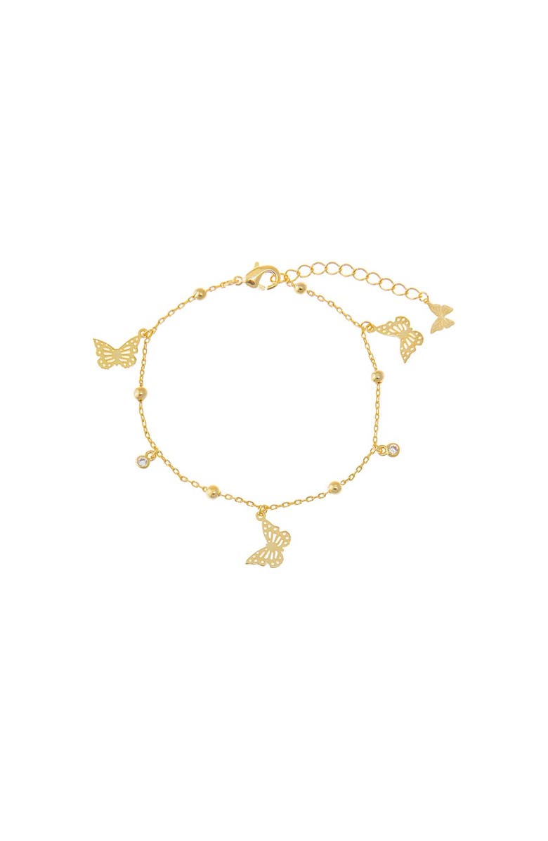 BY ADINA EDEN Dangling Butterflies Charm Bezel & Ball Bracelet, Main, color,