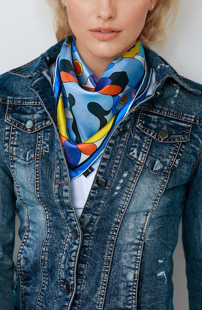 Jessie Zhao New York Silk Scarf Of Ocean Imagination, Alternate, color, Blue