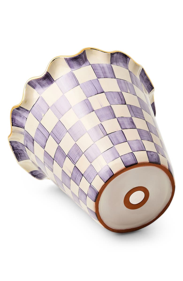 MACKENZIE CHILDS Violet Check Jumbo Ceramic Garden Pot, Alternate, color, Violet