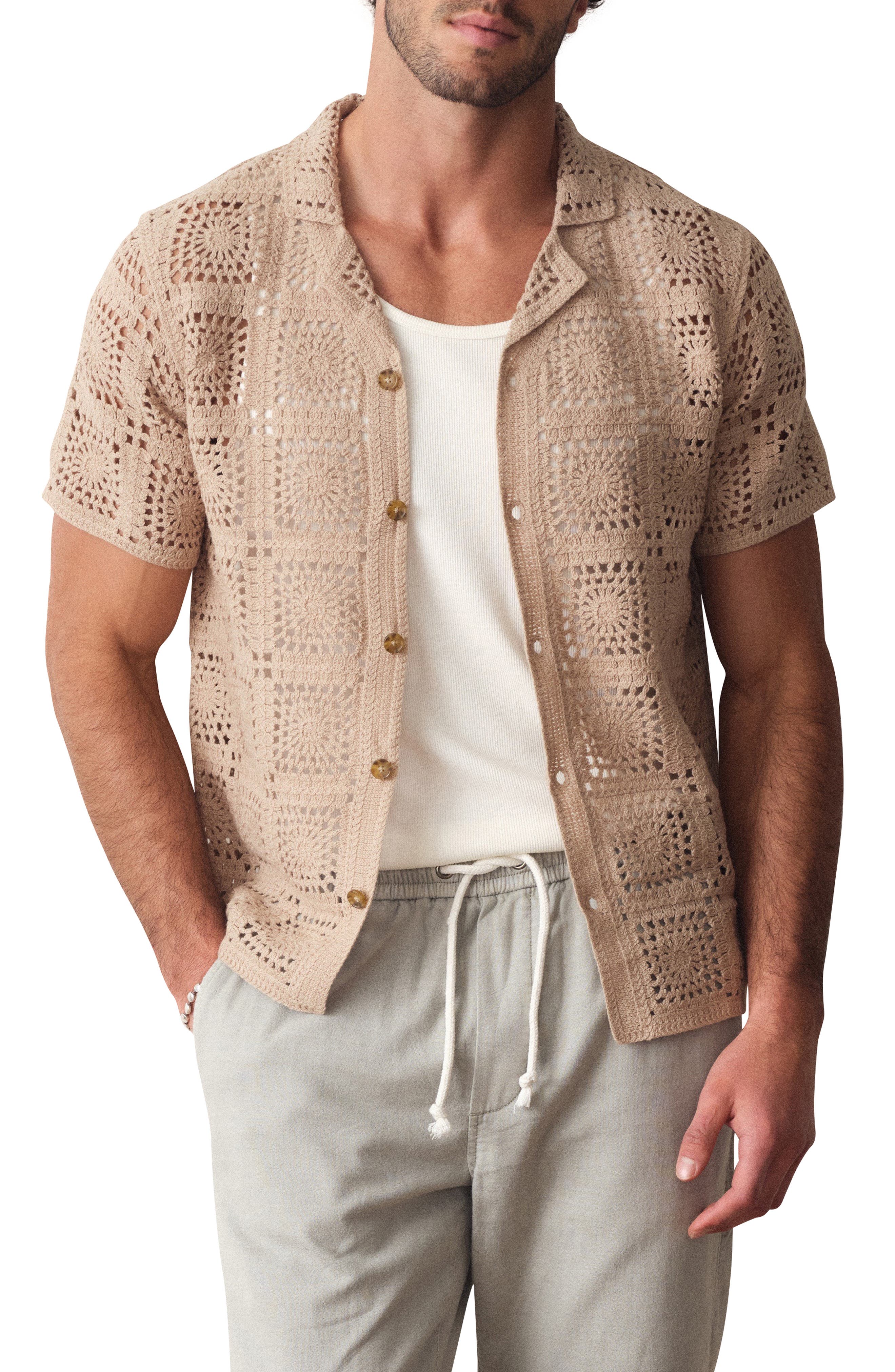 Callum Open Stitch Short Sleeve Button-Up Shirt