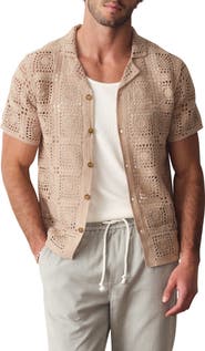 Marine Layer Callum Open Stitch Short Sleeve Button-Up Shirt