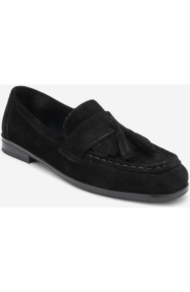 Forever & Always Shoes Lupen Leather Tassel Loafer, Alternate, color, Black Suede