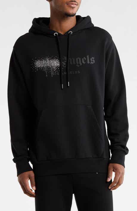 Palm Angels Crystal Embellished Cotton Graphic Hoodie