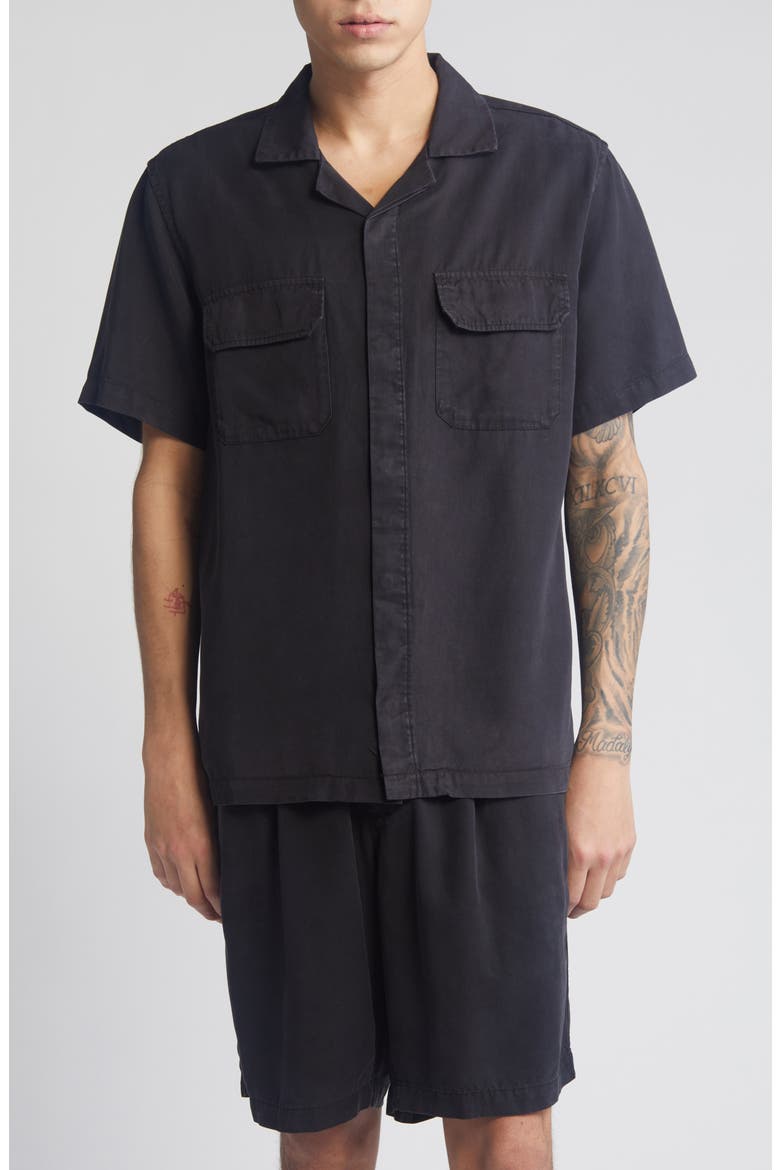 Gibson Short Sleeve Camp Shirt, Main, color, BLACK