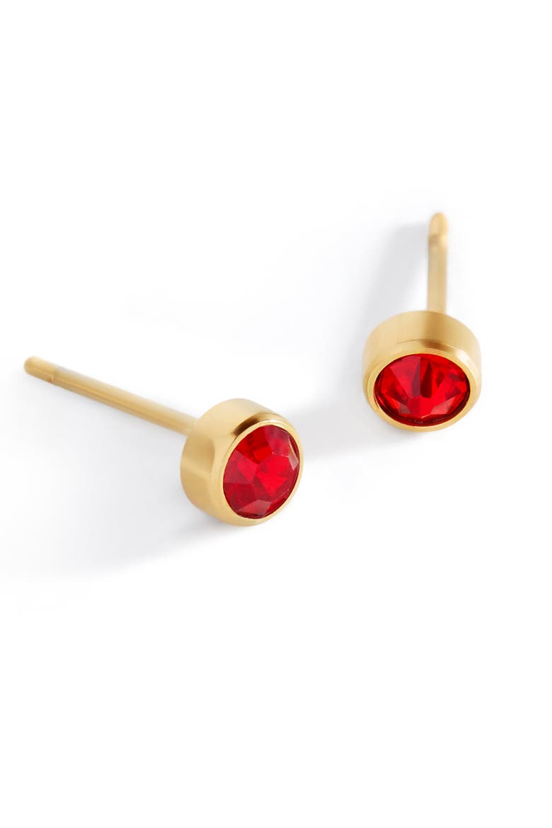 Birthstone Bezel Studs, Alternate, color, Gold-Tone / May Emerald