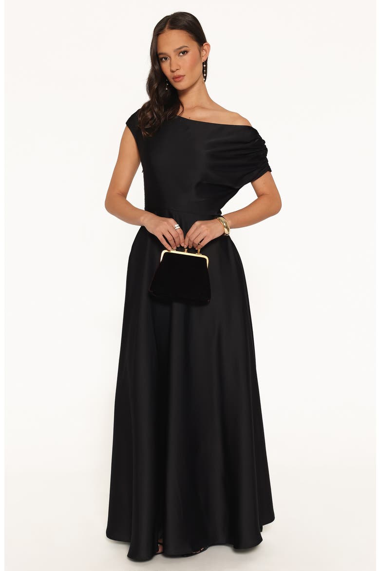 Alyce Asymmetrical Maxi Dress, Alternate, color, BLACK