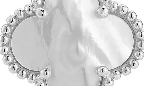 Chloe & Madison Chloe And Madison Mother-of-pearl Clover Stud Earrings In Silver