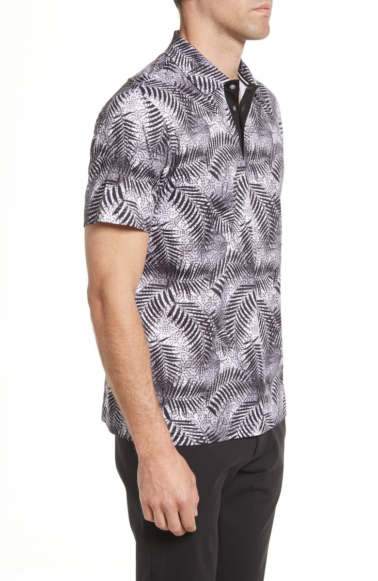 Bugatchi Digital Print Cotton Polo, Alternate, color, Black