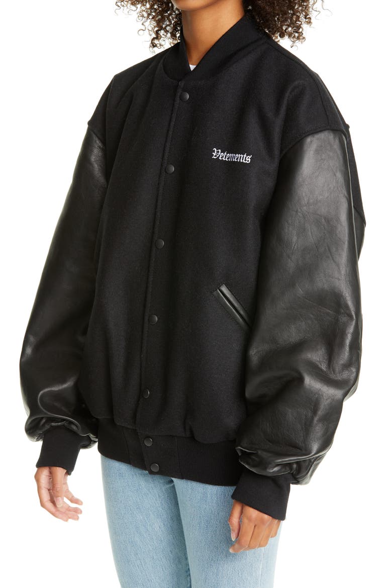 College Bomber Jacket, Alternate, color, BLACK