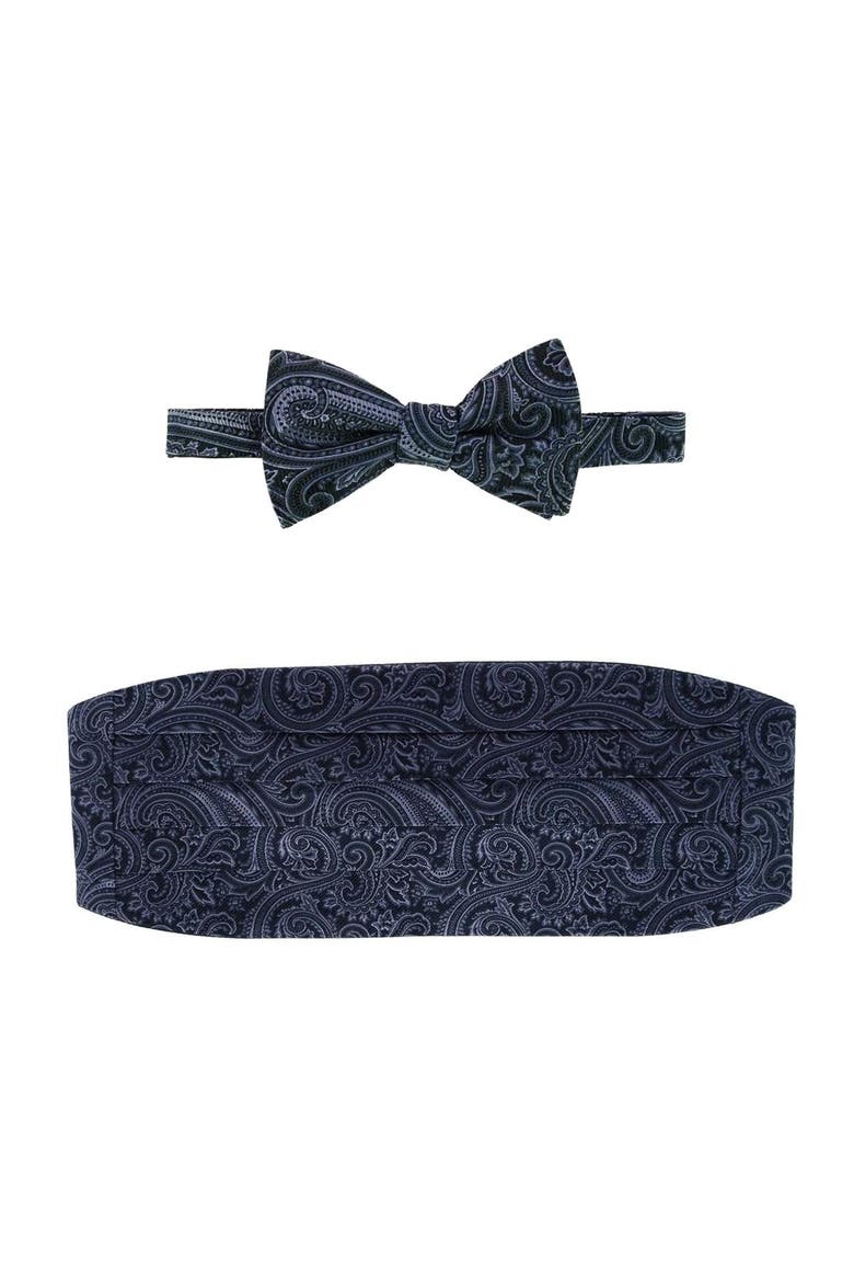 Sobee Paisley Cummerbund and Bow Tie Set, Main, color, Black
