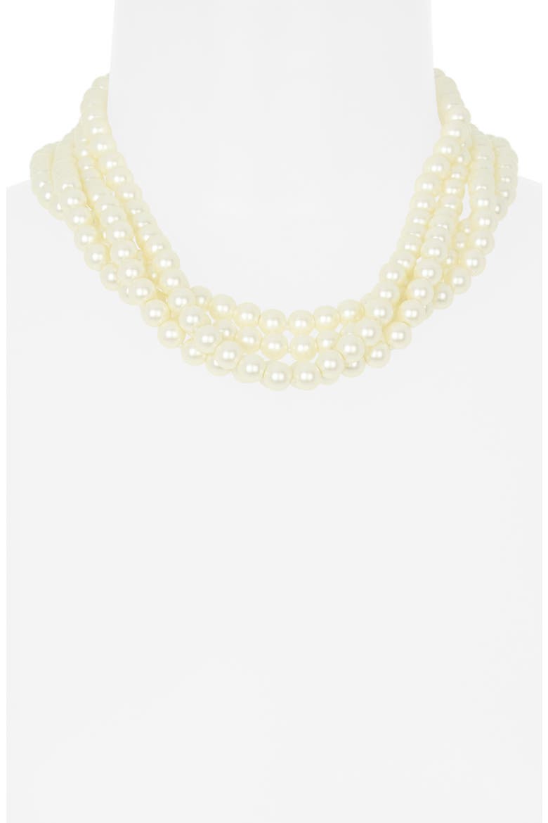 Faux Pearl Layered Necklace, Alternate, color, WHITE PEARL