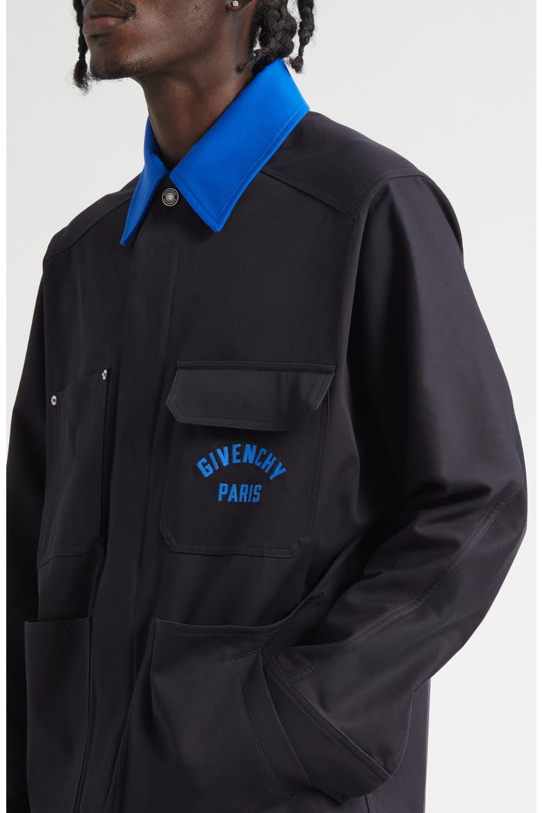 Paris Embroidered Cotton Button-Up Overshirt, Alternate, color, DARK BLUE