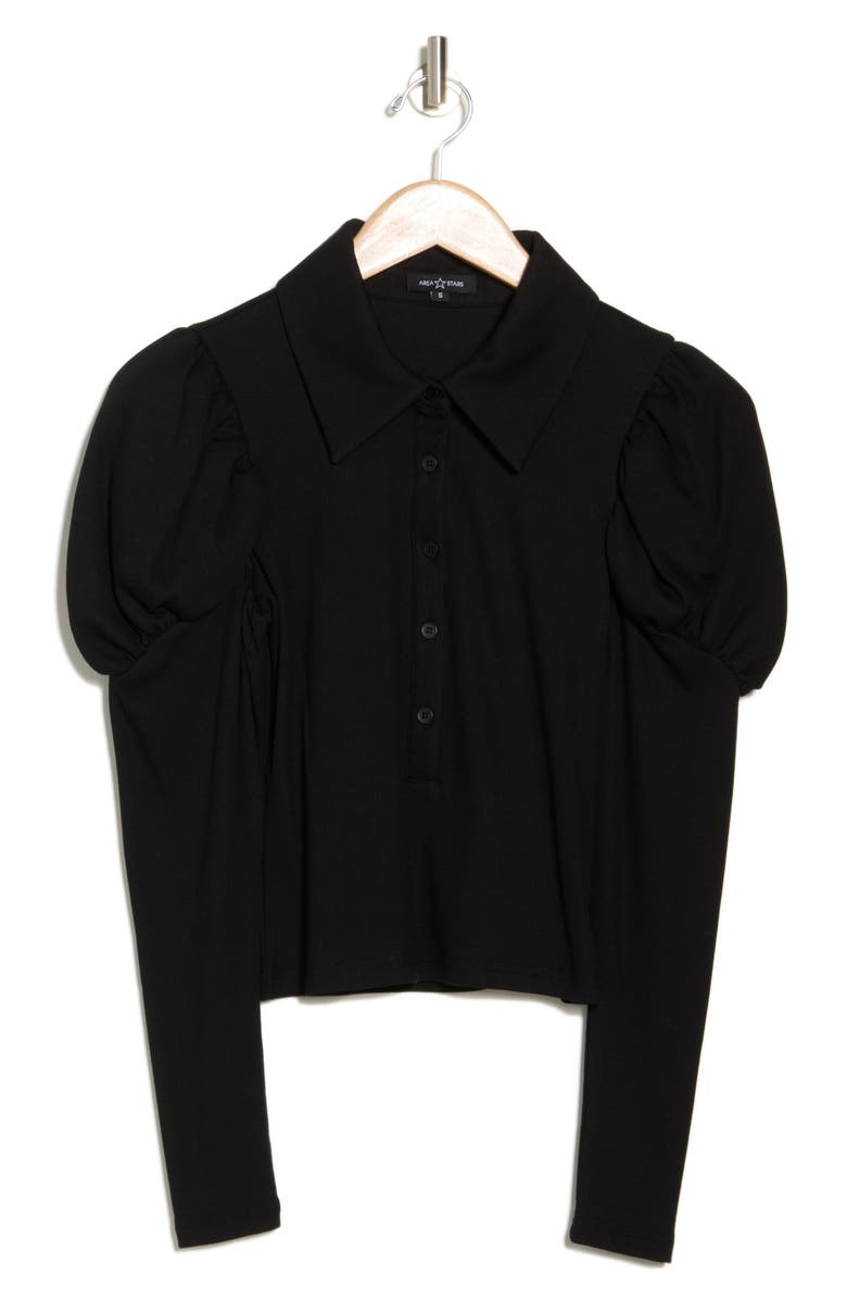 AREA STARS Ford Long Sleeve Crop Polo, Alternate, color, Black