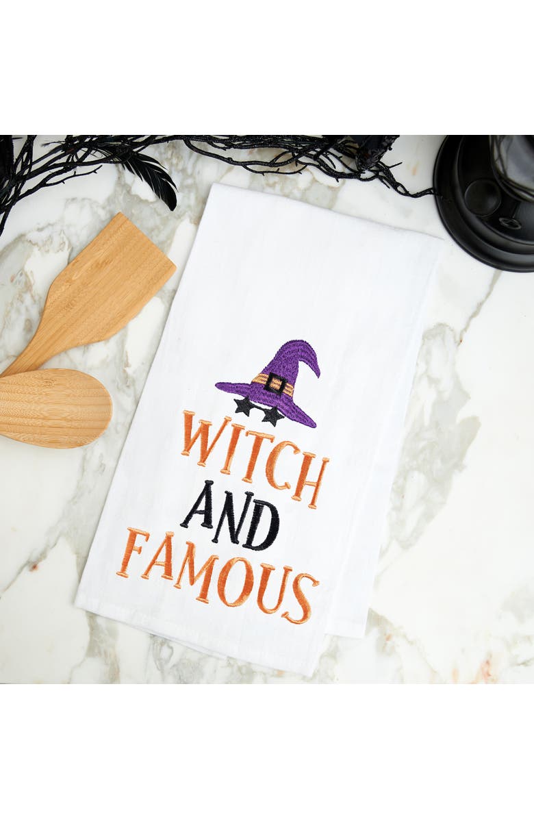 C&F Home Halloween "Witch and Famous" Embroidered 100% Cotton Flour Sack Dishtowel, Alternate, color, Purple