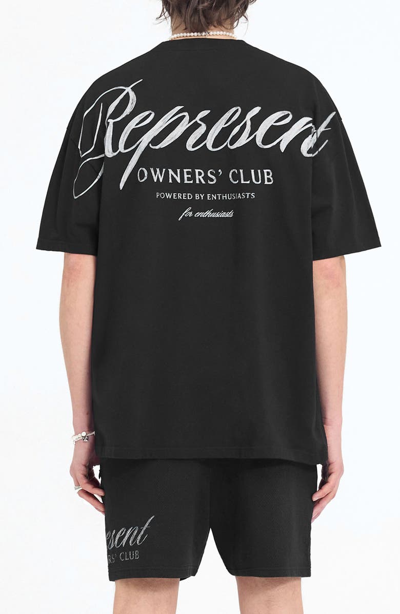 Represent Owners' Club Script Graphic T-Shirt, Alternate, color, Black