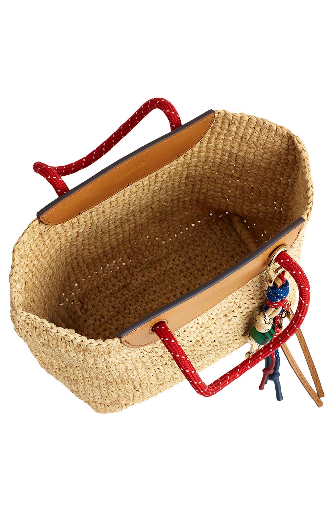 Paracord Handheld Straw Bucket Bag, Alternate, color, FESTIVAL RED MULTI
