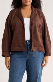 MAX STUDIO Faux Suede Zip Jacket