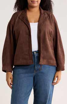 MAX STUDIO Faux Suede Zip Jacket
