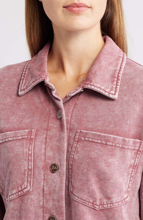 City Blues Crop Knit Shacket In Pink