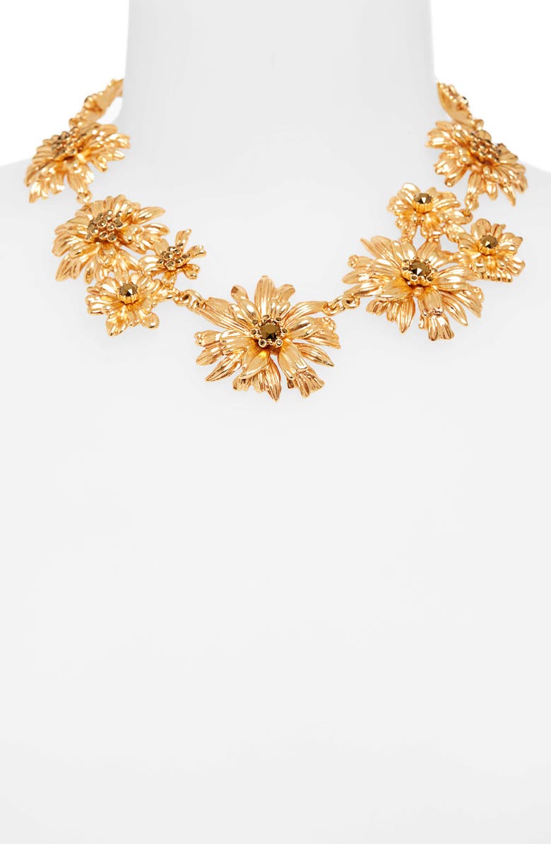Oscar de la Renta Crystal Flower Collar Necklace, Alternate, color, 