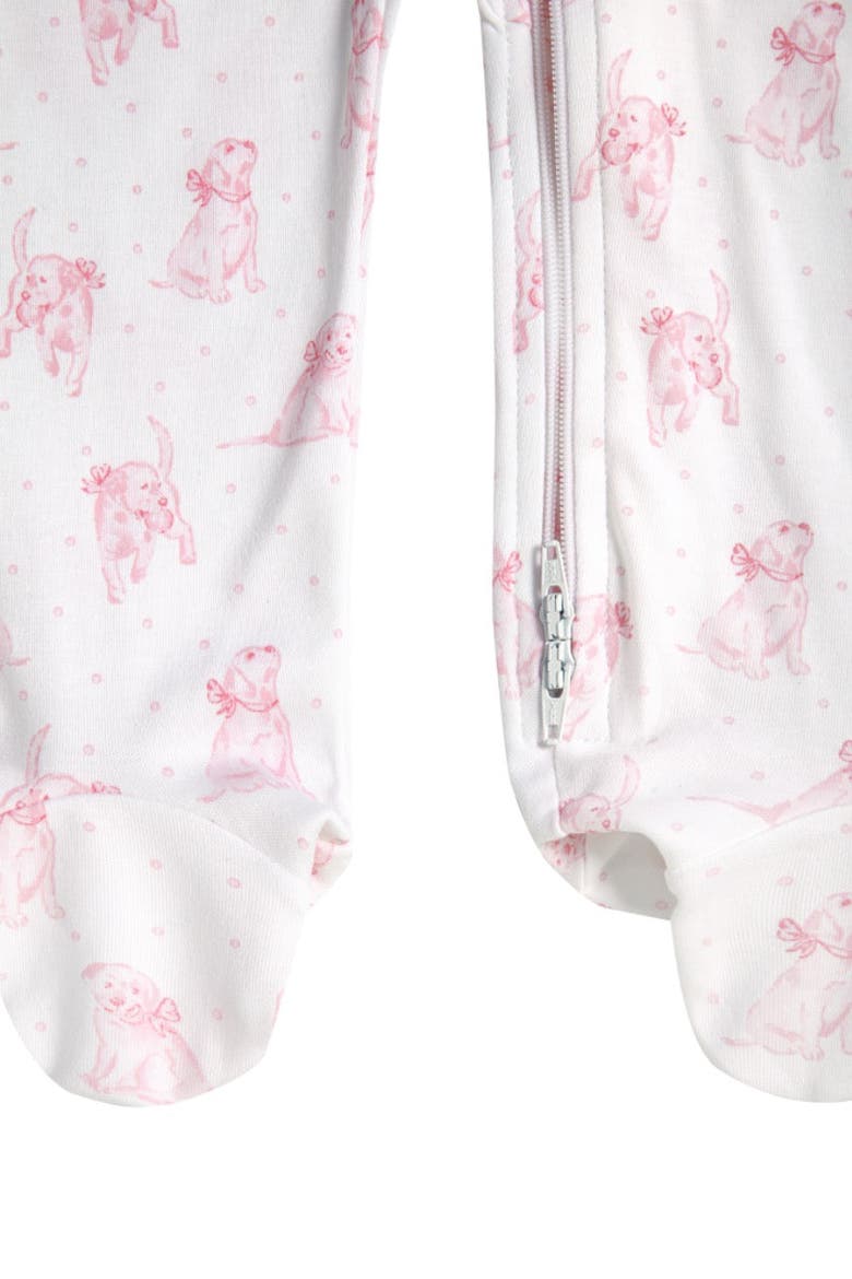 Pink Puppy Love Print Zipper Footie - Baby, Alternate, color, Pink
