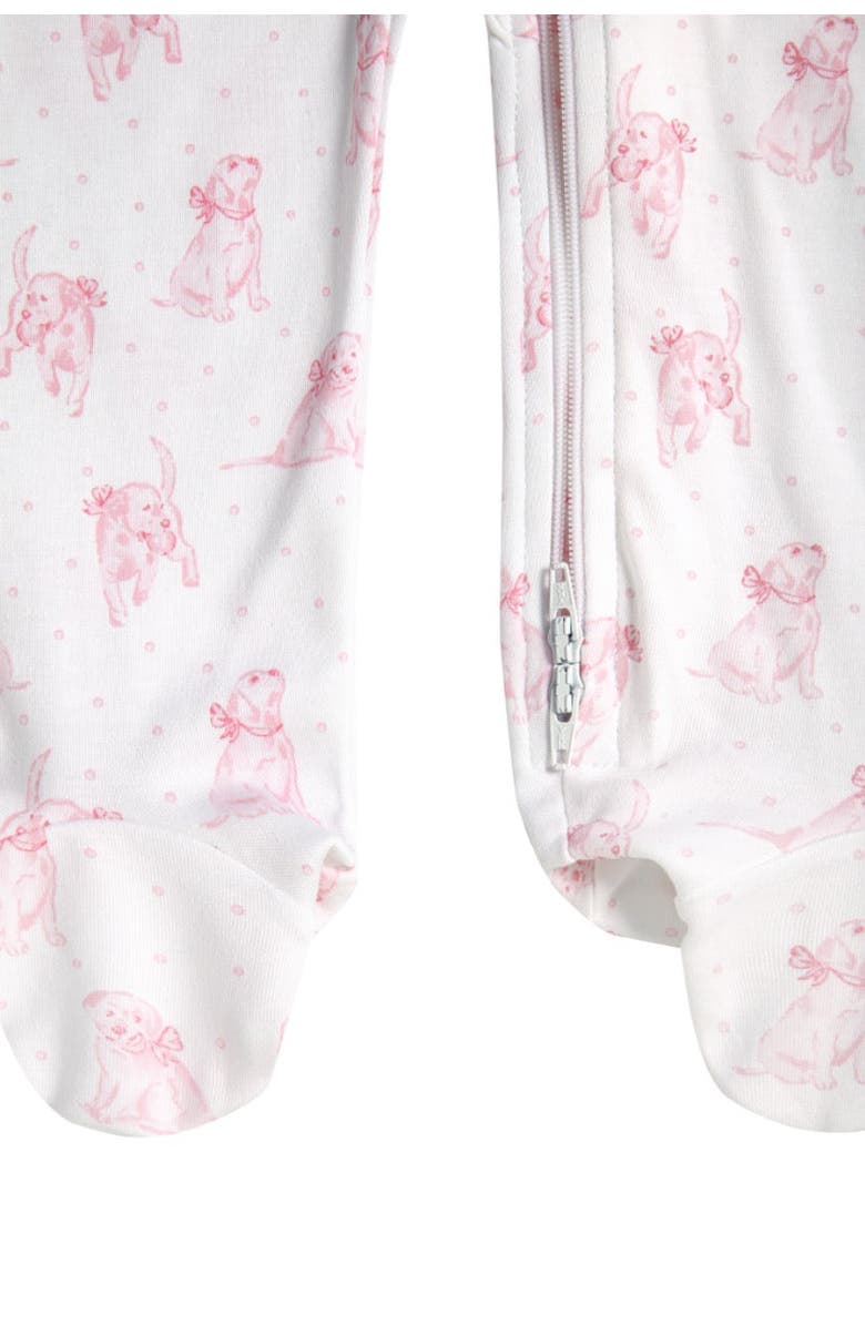 Nellapima Pink Puppy Love Print Zipper Footie - Baby, Alternate, color, Pink