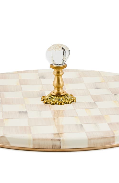 Mackenzie-childs Mackenzie Childs Mocha Check Enameled Steel Cheese Course In Brown