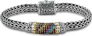 SAMUEL B. Sterling Silver & 18K Gold Pavé Semiprecious Stone Woven Chain Bracelet