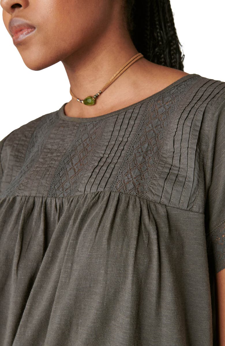 Lucky Brand Pintuck & Lace Top, Alternate, color, 