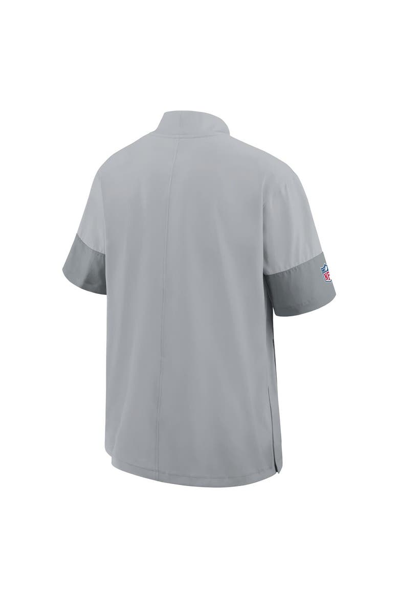 Men's Nike Gray Detroit Lions Sideline Short Sleeve Quarter-Zip Performance Coach Jacket, Alternate, color, Gray