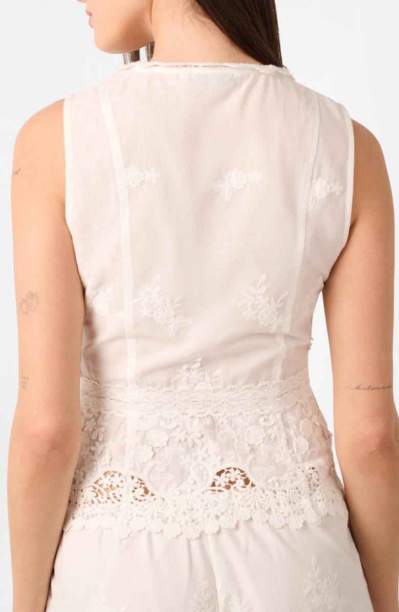 WeWoreWhat Floral Lace Collared Button-Up Top, Alternate, color, Ivory