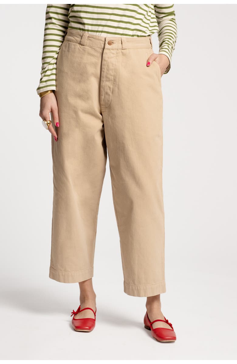 Frances Valentine Boyfriend Khaki Cotton, Main, color, Tan